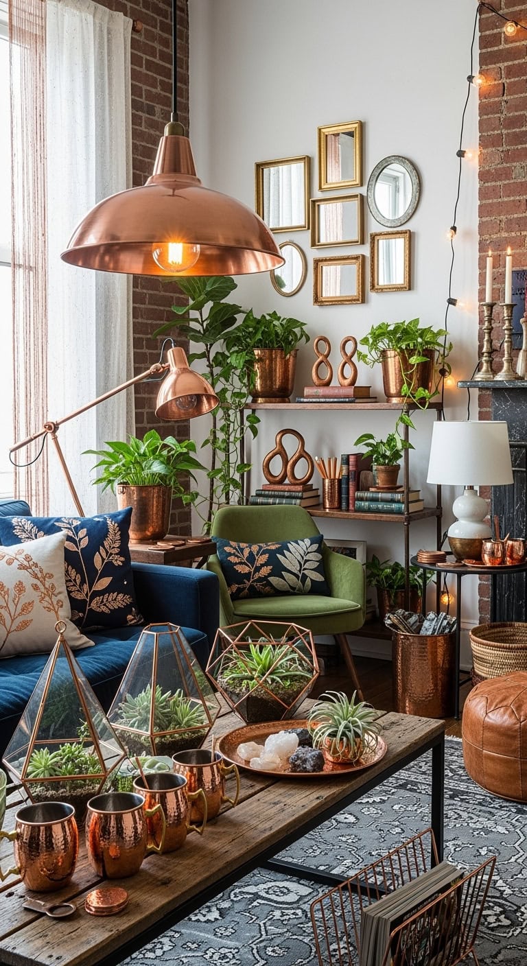 copper accents for eclectic spaces