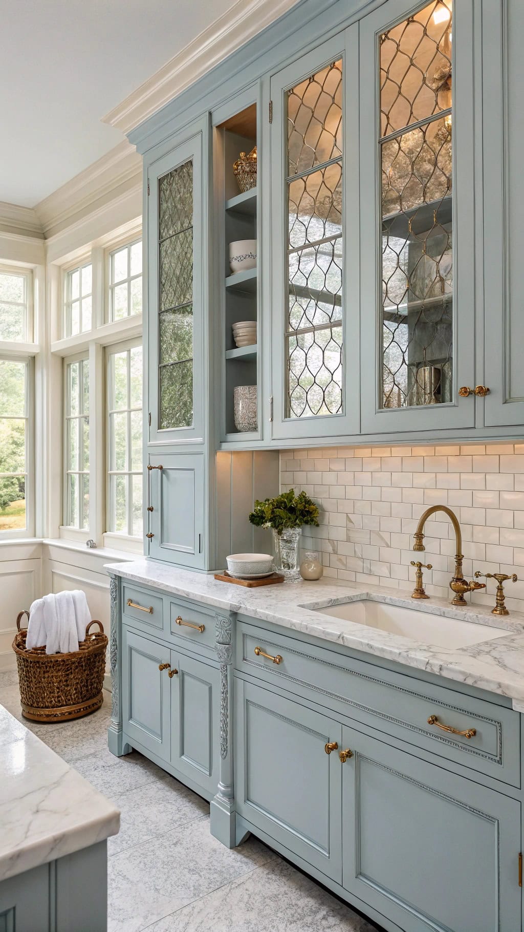 powder blue cabinet elegance