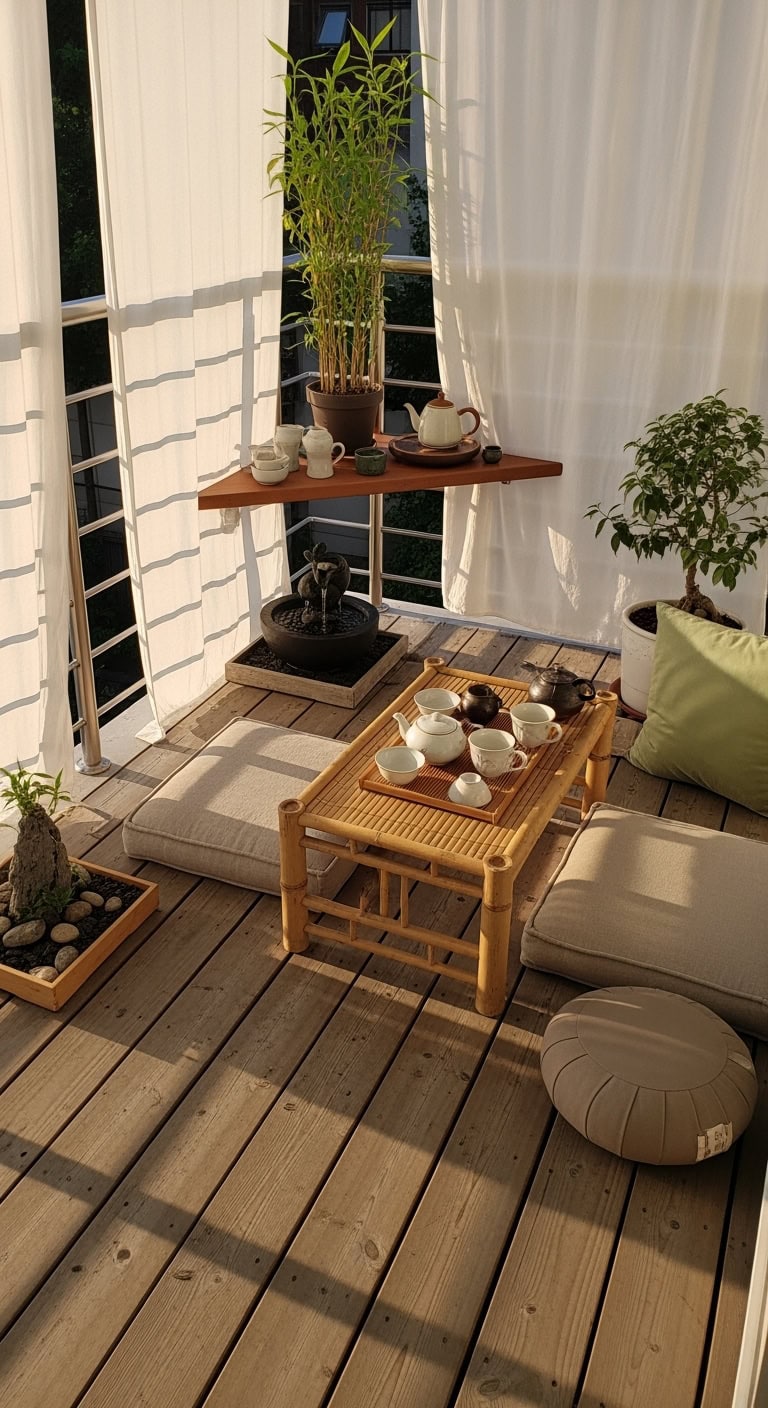 serene minimalist japanese tea oasis