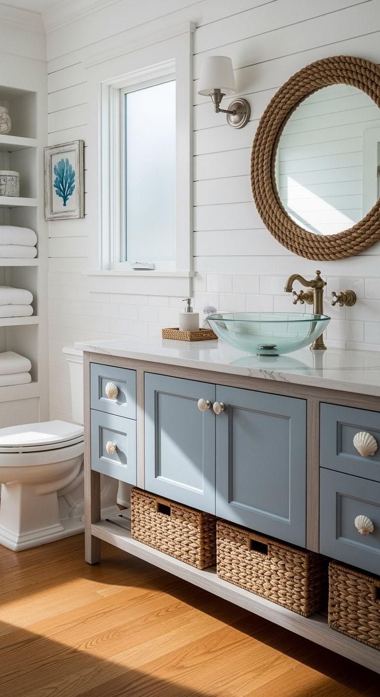coastal cottage chic powder blue vanity