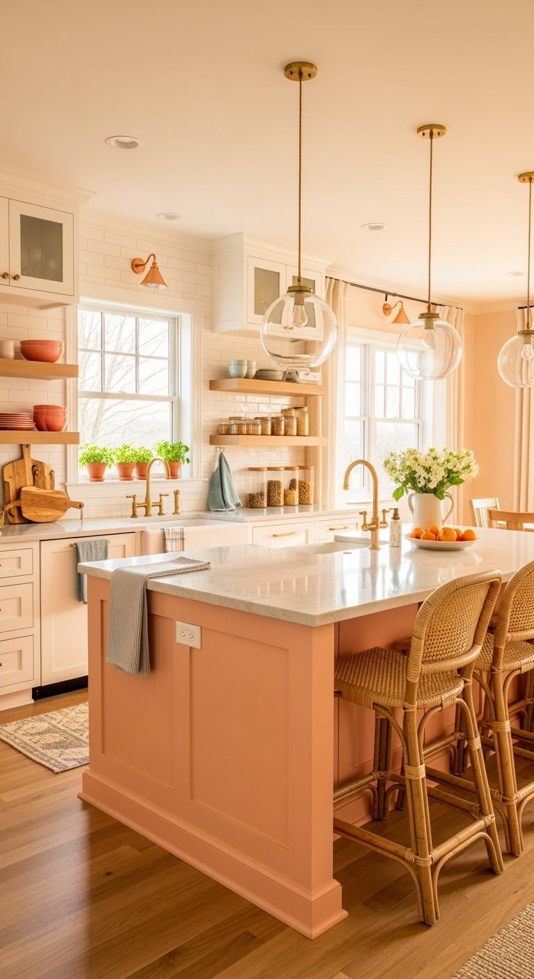 coastal chic peach kitchen