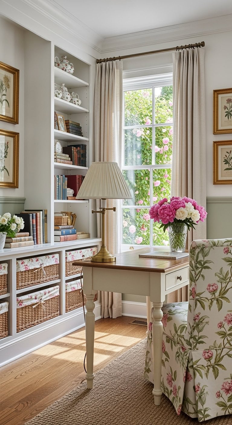 english cottagecore floral workspace
