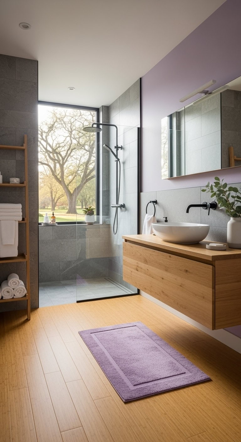lilac gray luxury spa bathroom