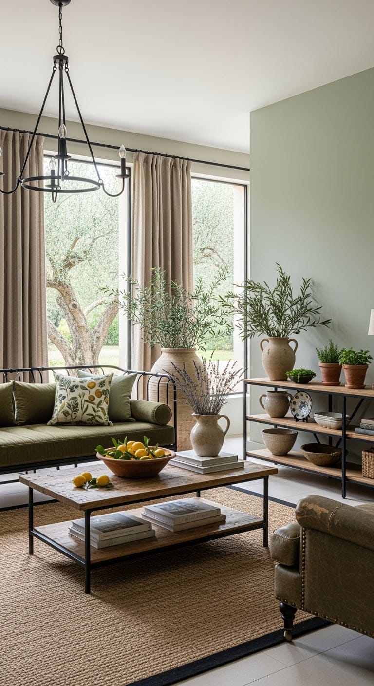 wrought iron olive green elegance