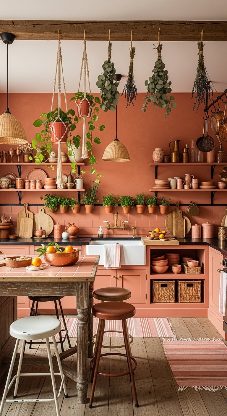 bohemian coral kitchen paradise