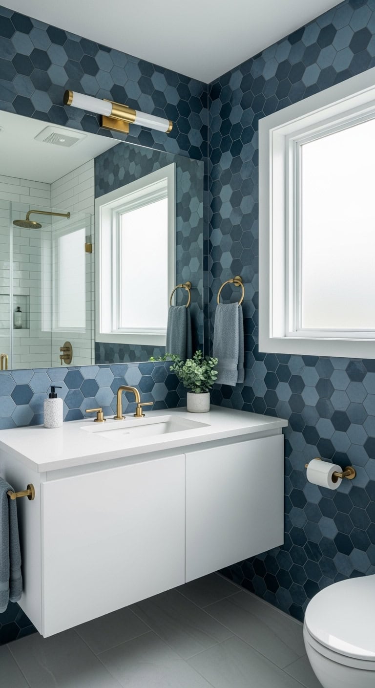 geometric trendy hexagon slate blue