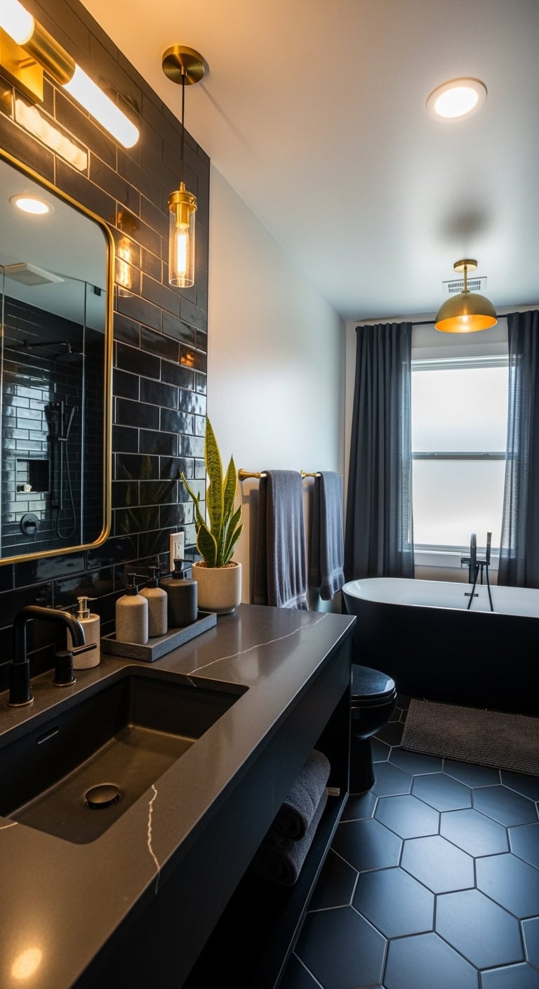 elevated cohesive monochrome bathroom essentials