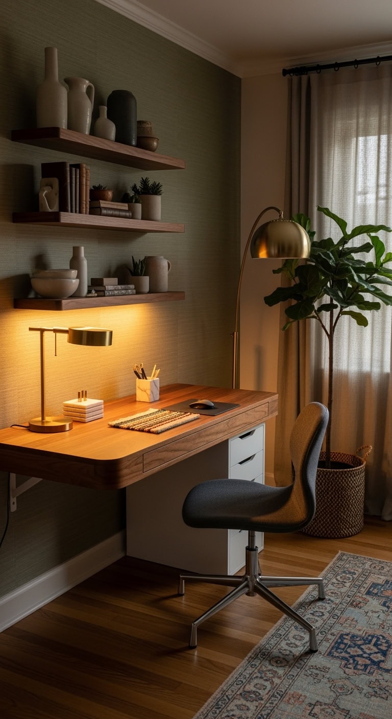 ergonomic floating corner workspace design
