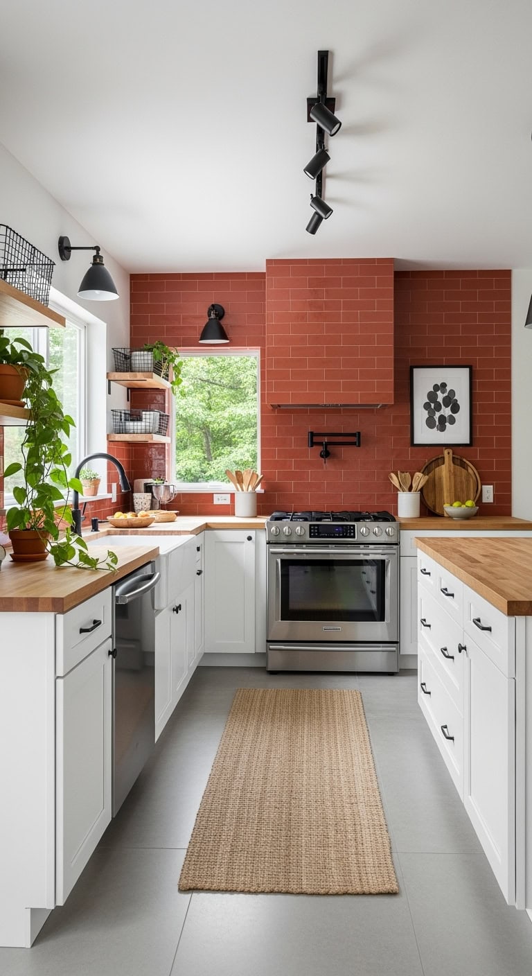 deep terracotta kitchen focal