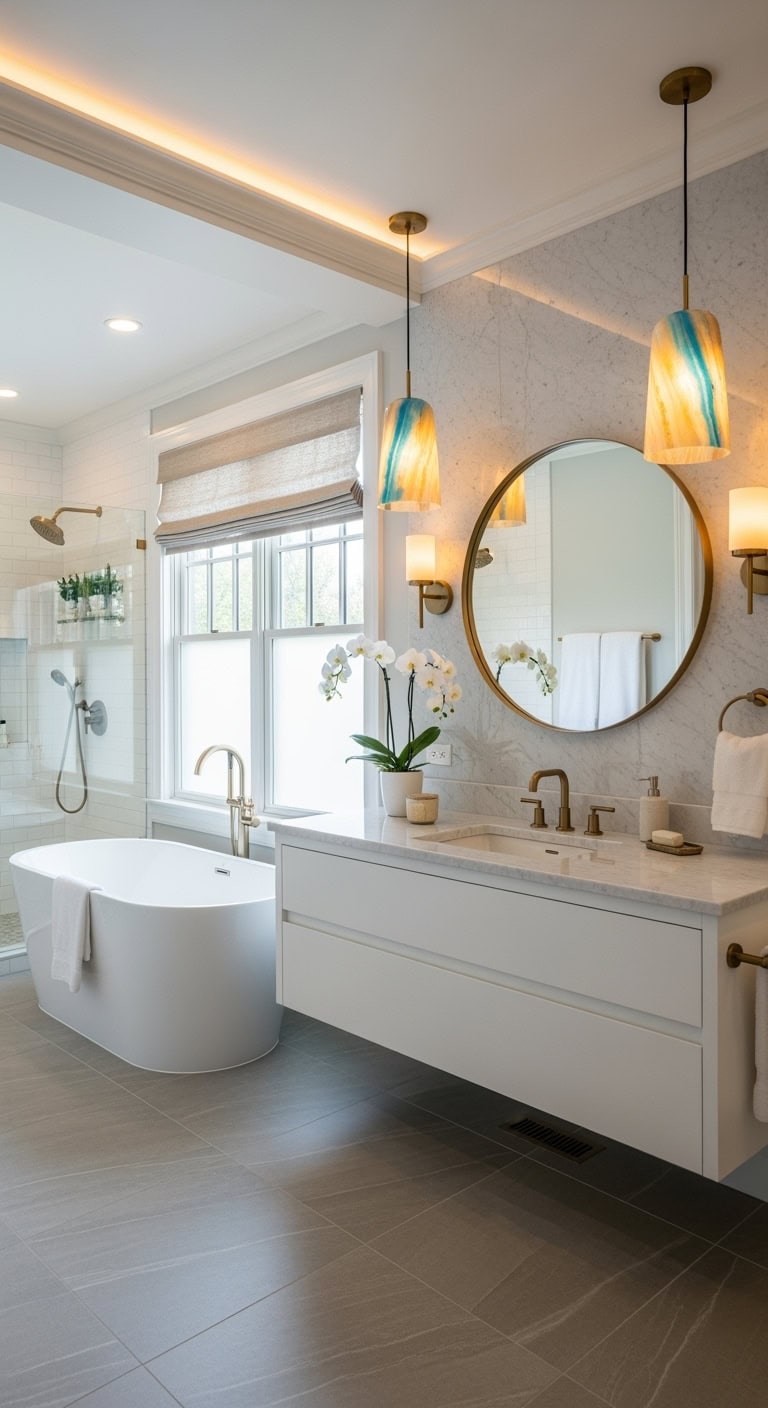 dreamy luminous bathroom pendant lighting