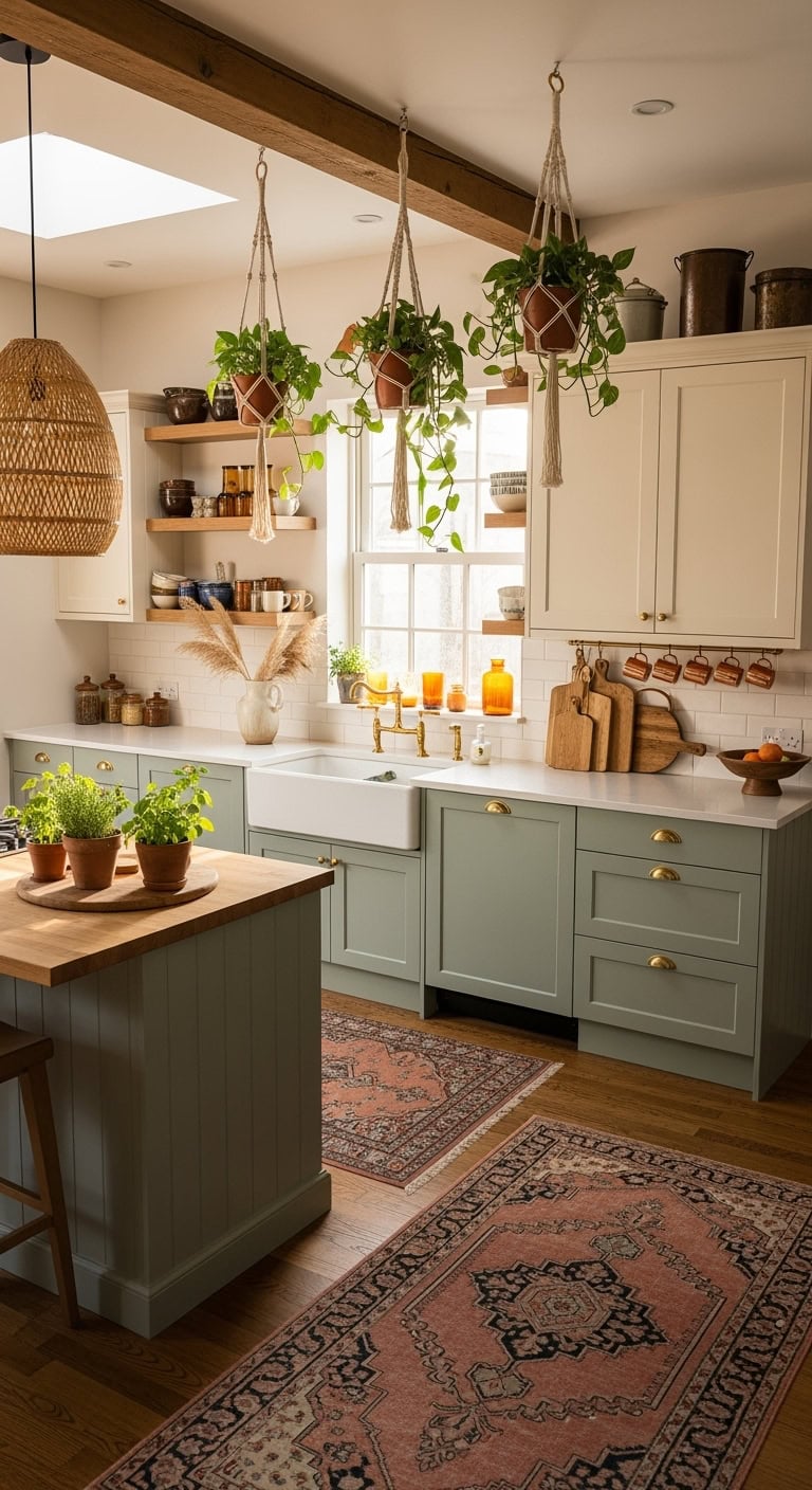 bohemian cream kitchen decor