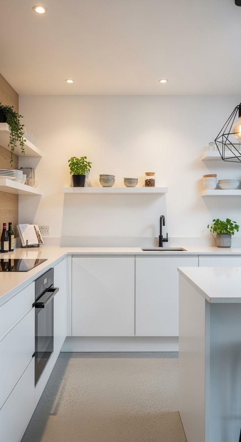 calming minimalist white kitchen