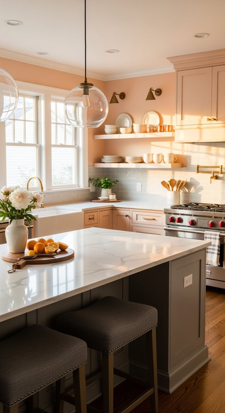 timeless trendy peach kitchen