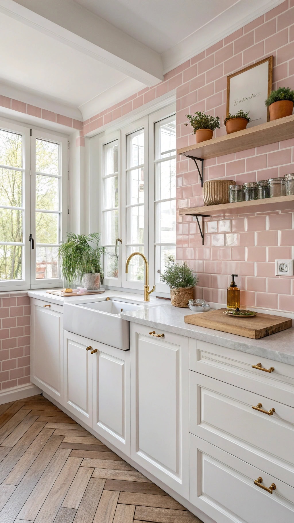 pastel pink subway tiles