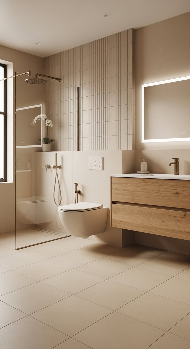 minimalist beige toilet sanctuary