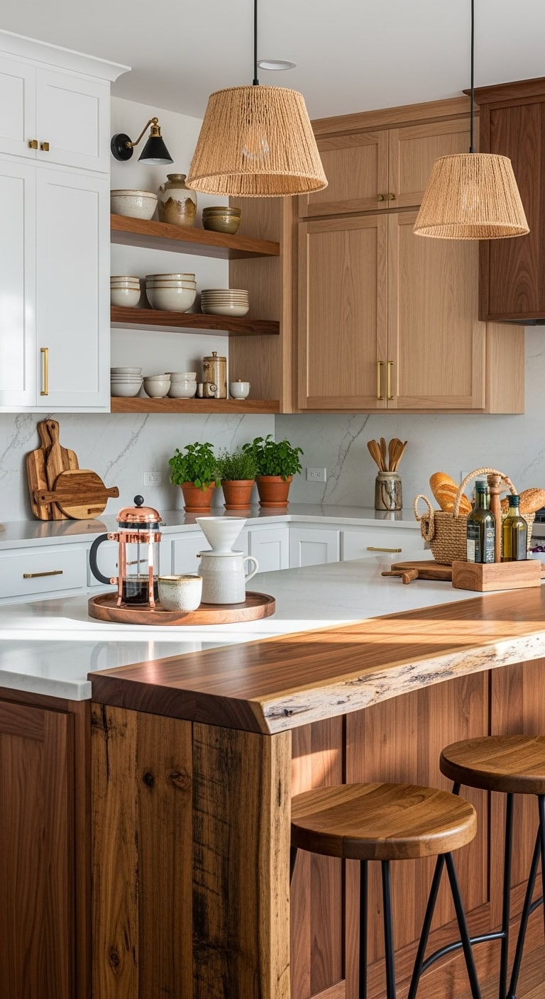 natural wood harmonious contrast