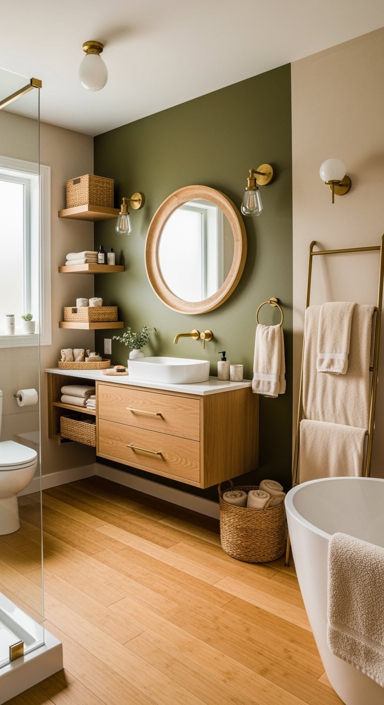 earthy sophisticated grounded peaceful bathroom aesthetic