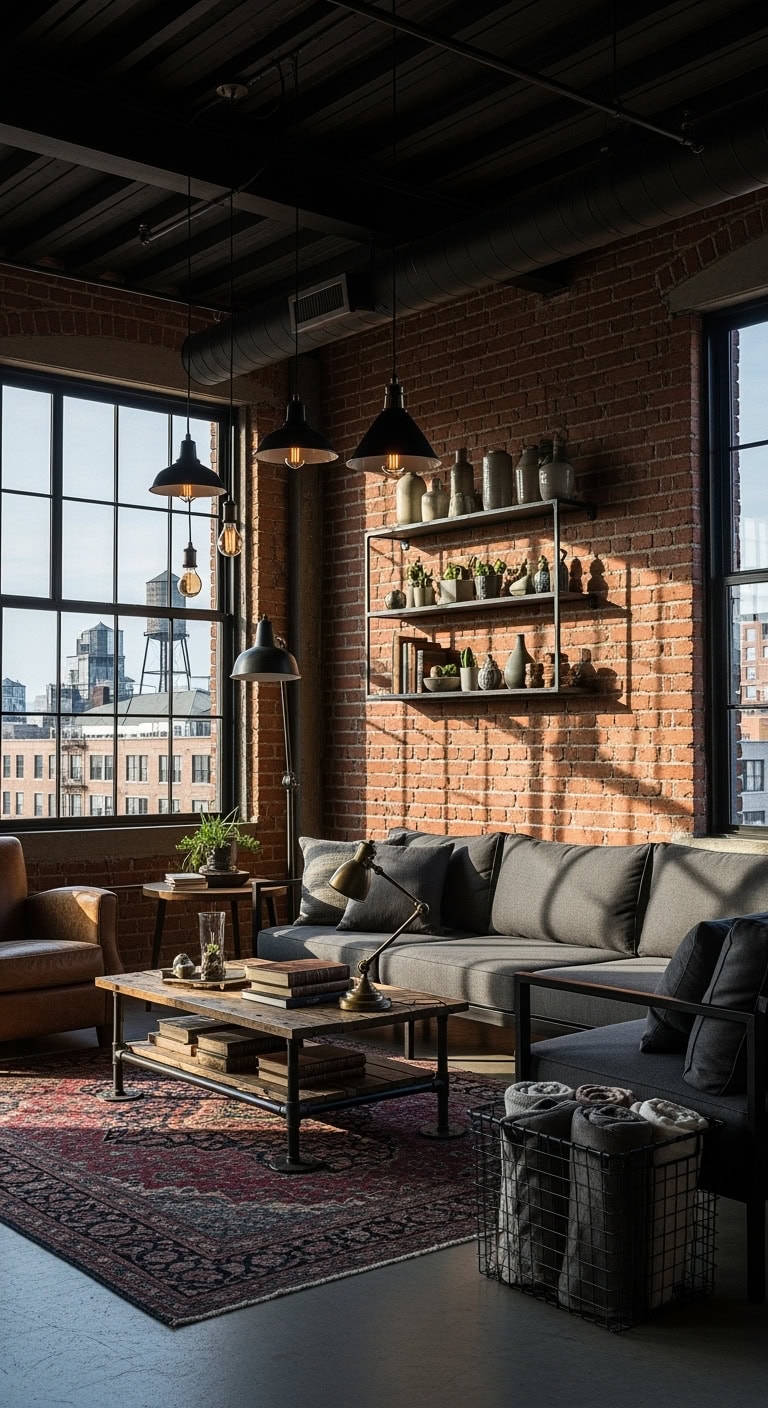 exposed brick industrial loft