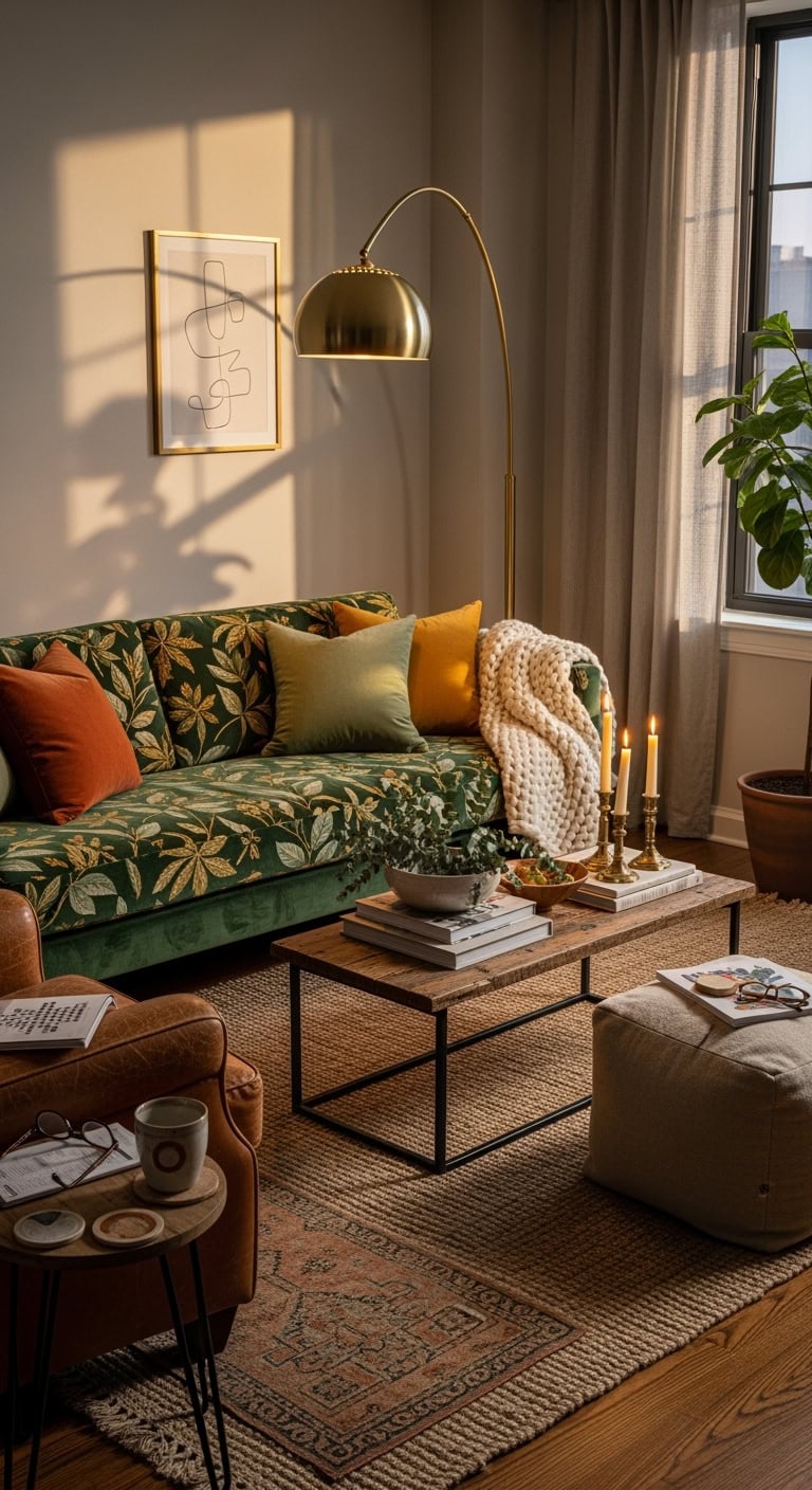 botanical velvet sofa statement piece