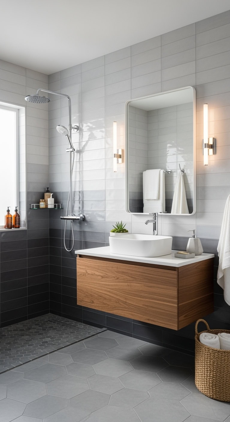 dreamy gray bathroom gradient statement