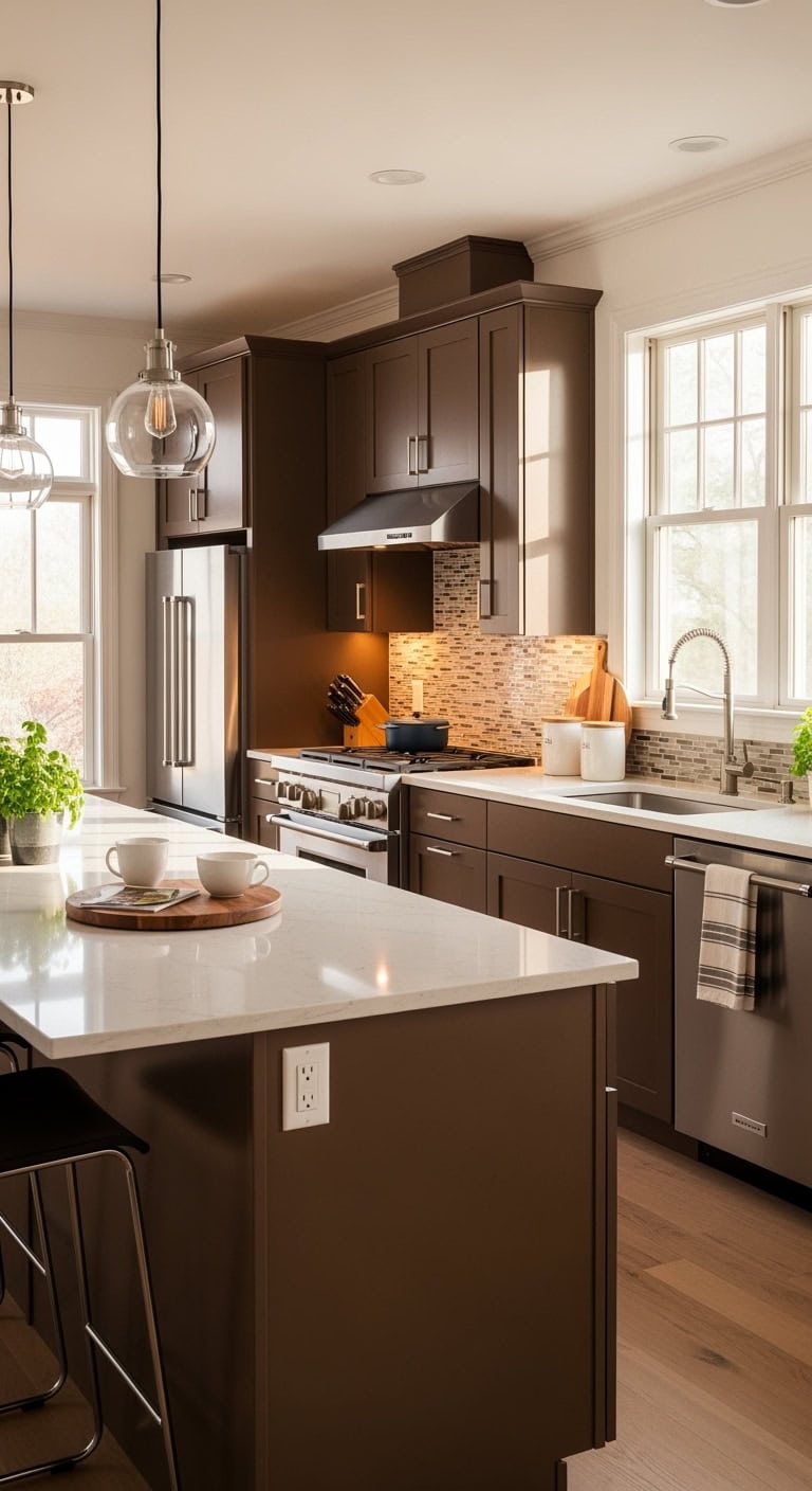 contemporary mocha kitchen design