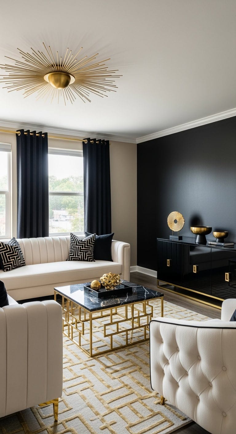 art deco luxe black and cream