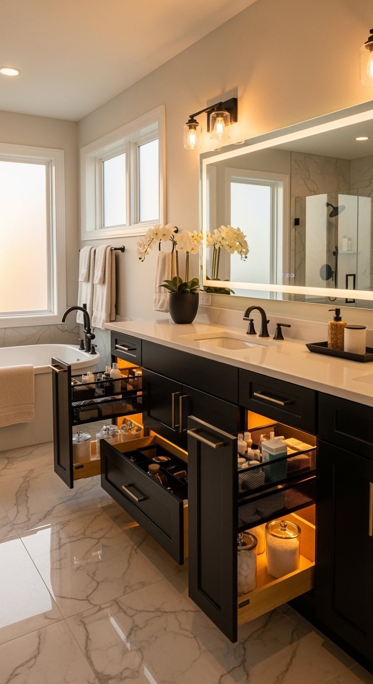 organized bathroom cabinet chic storage