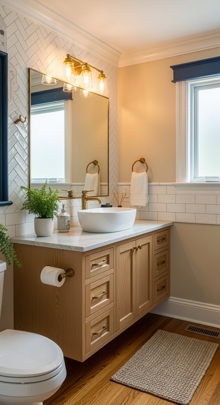 timeless cream subway tile backsplash