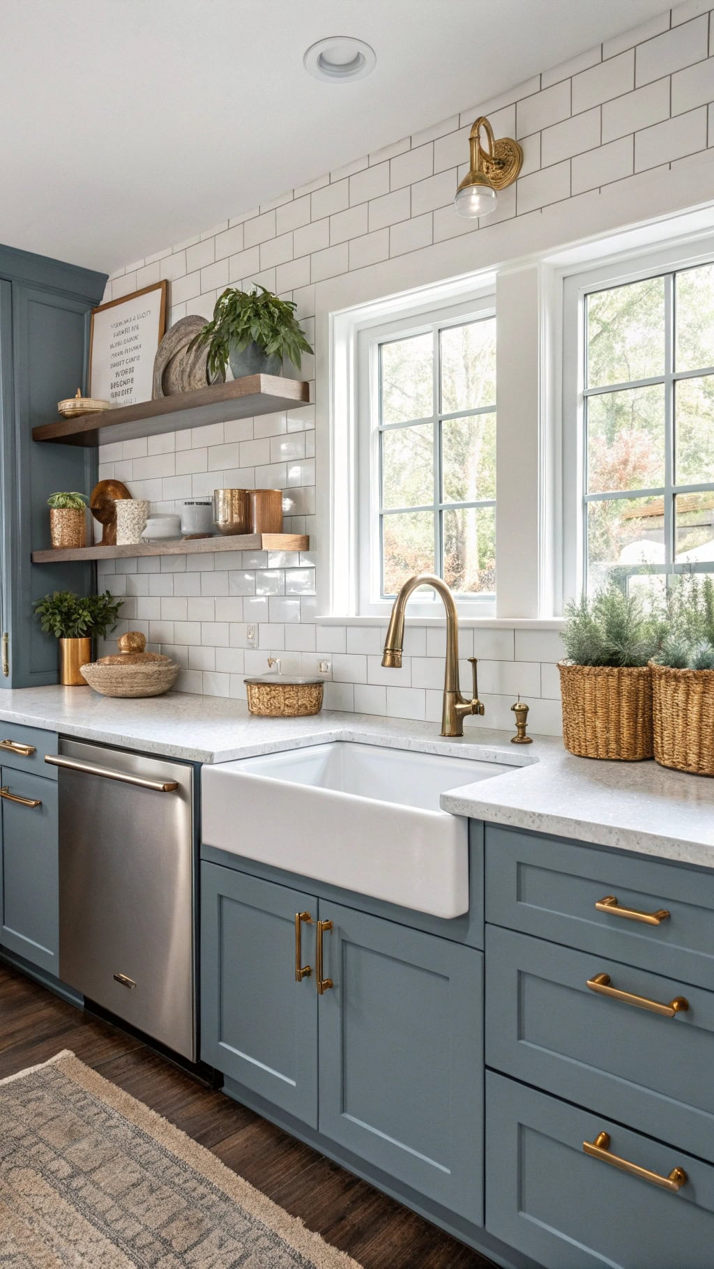 matte finish slate blue cabinets