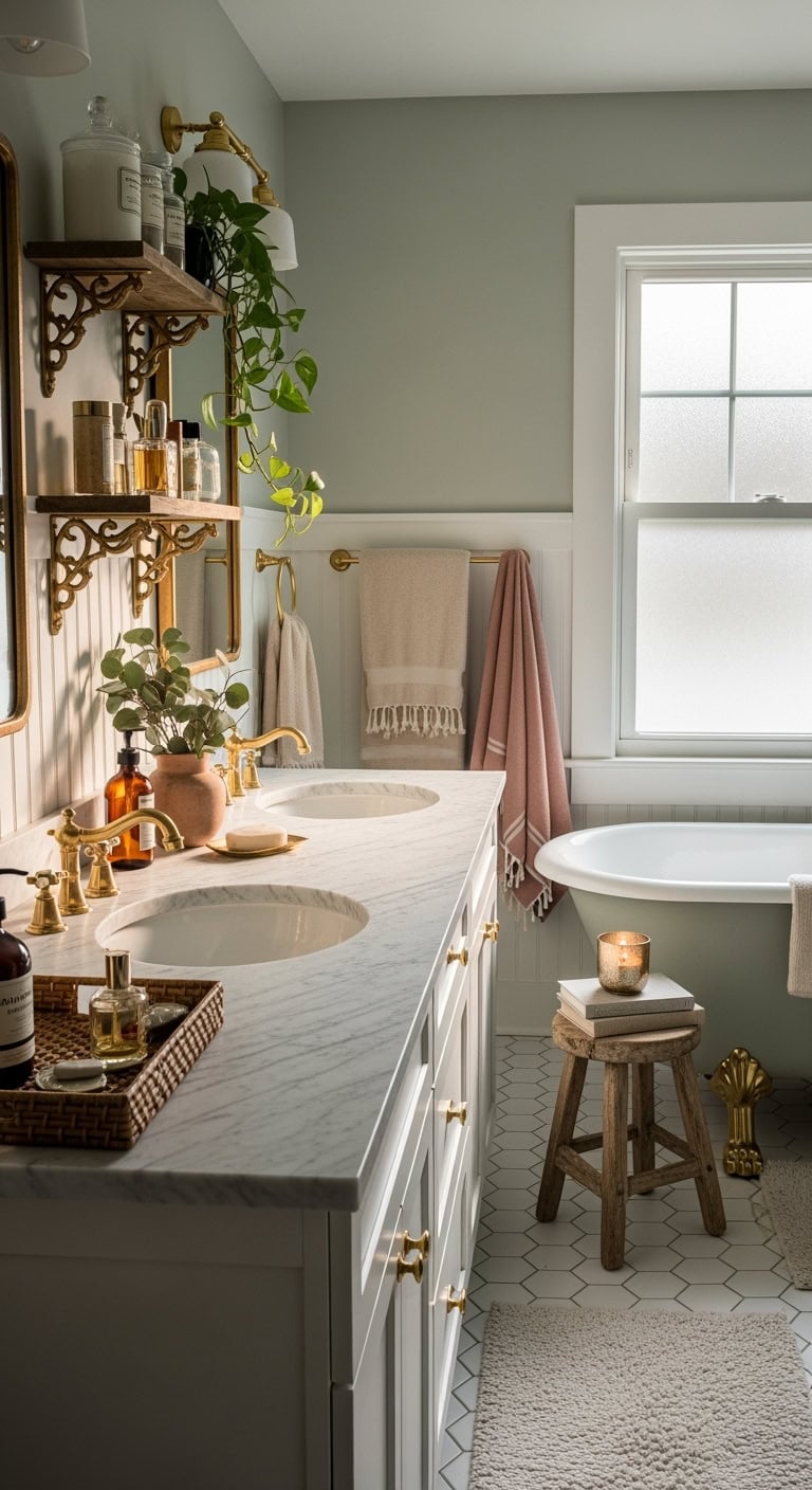 gilded brackets elevate bathroom decor