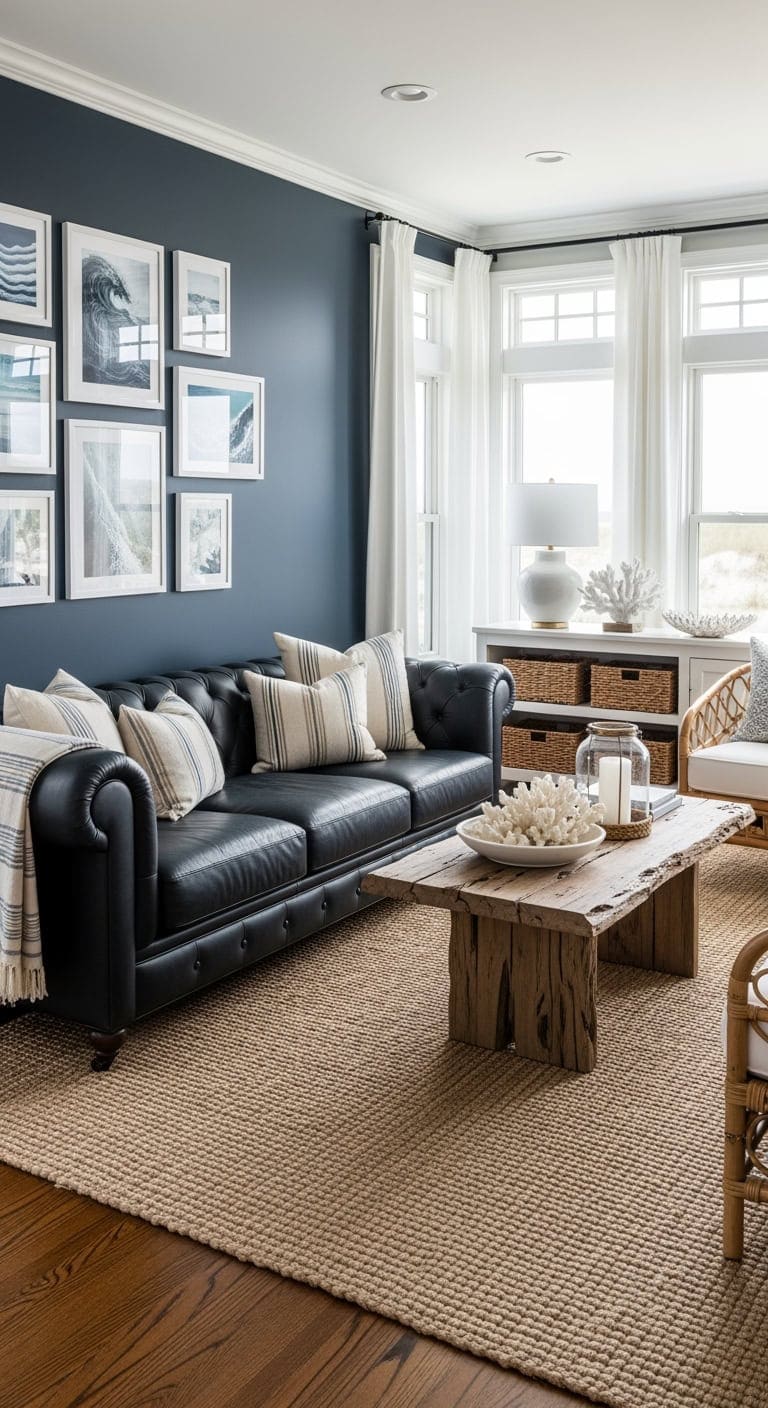 coastal chic black leather retreat