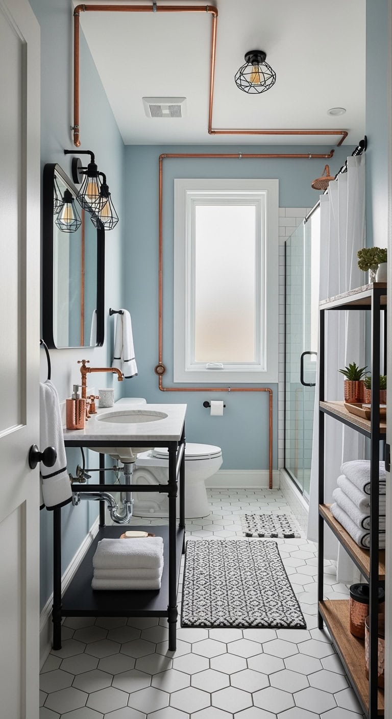 industrial copper against sky blue