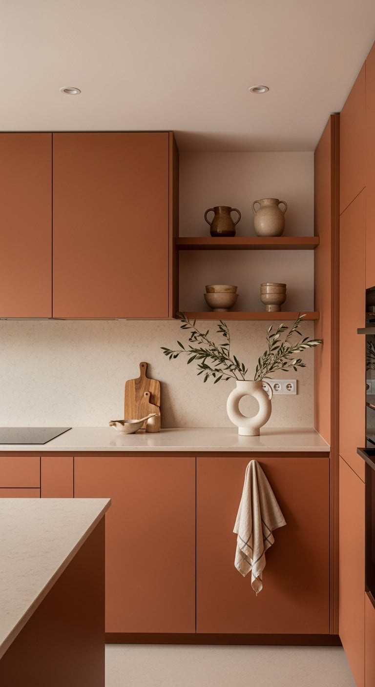 elegant minimalist clay kitchen