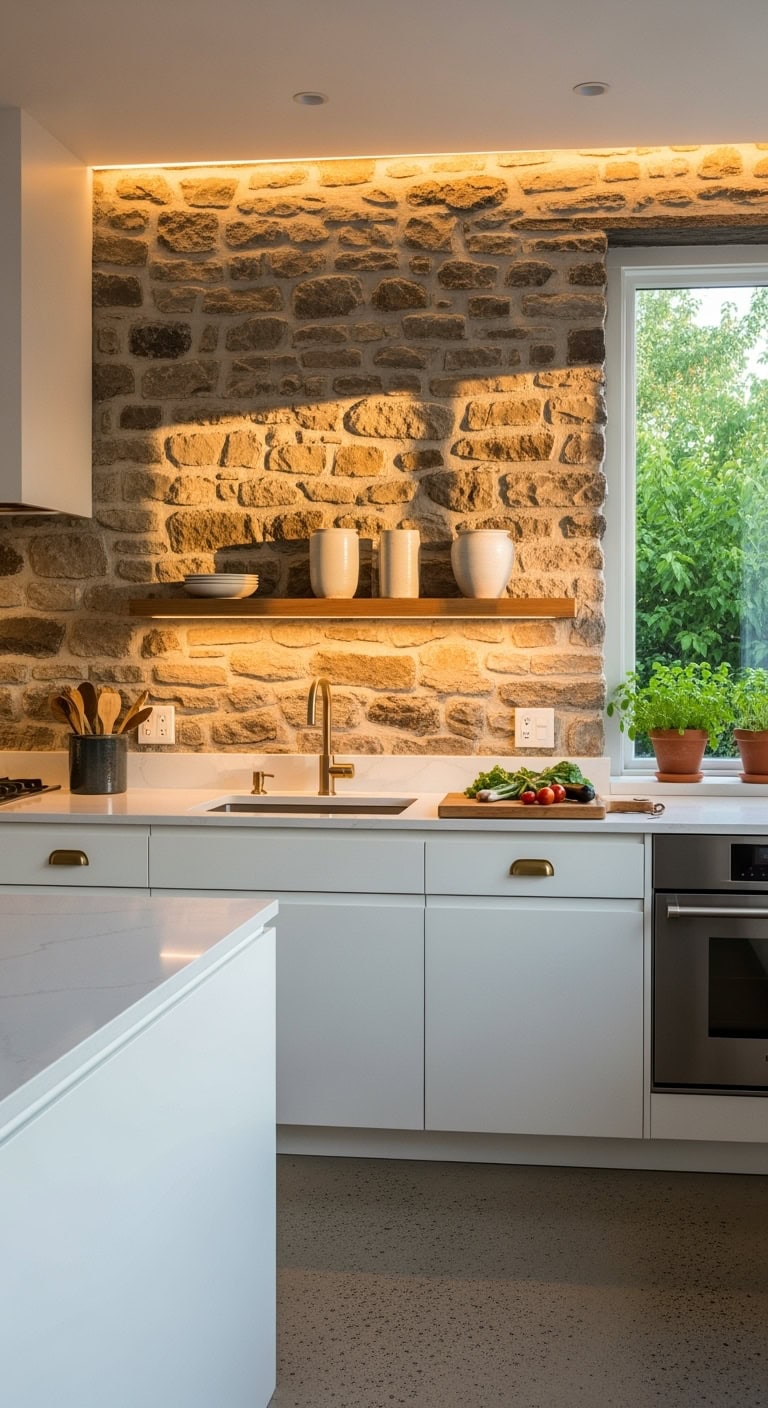 minimalist stone wall kitchen essence