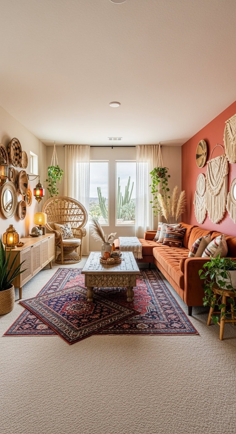 boho layered textures over beige