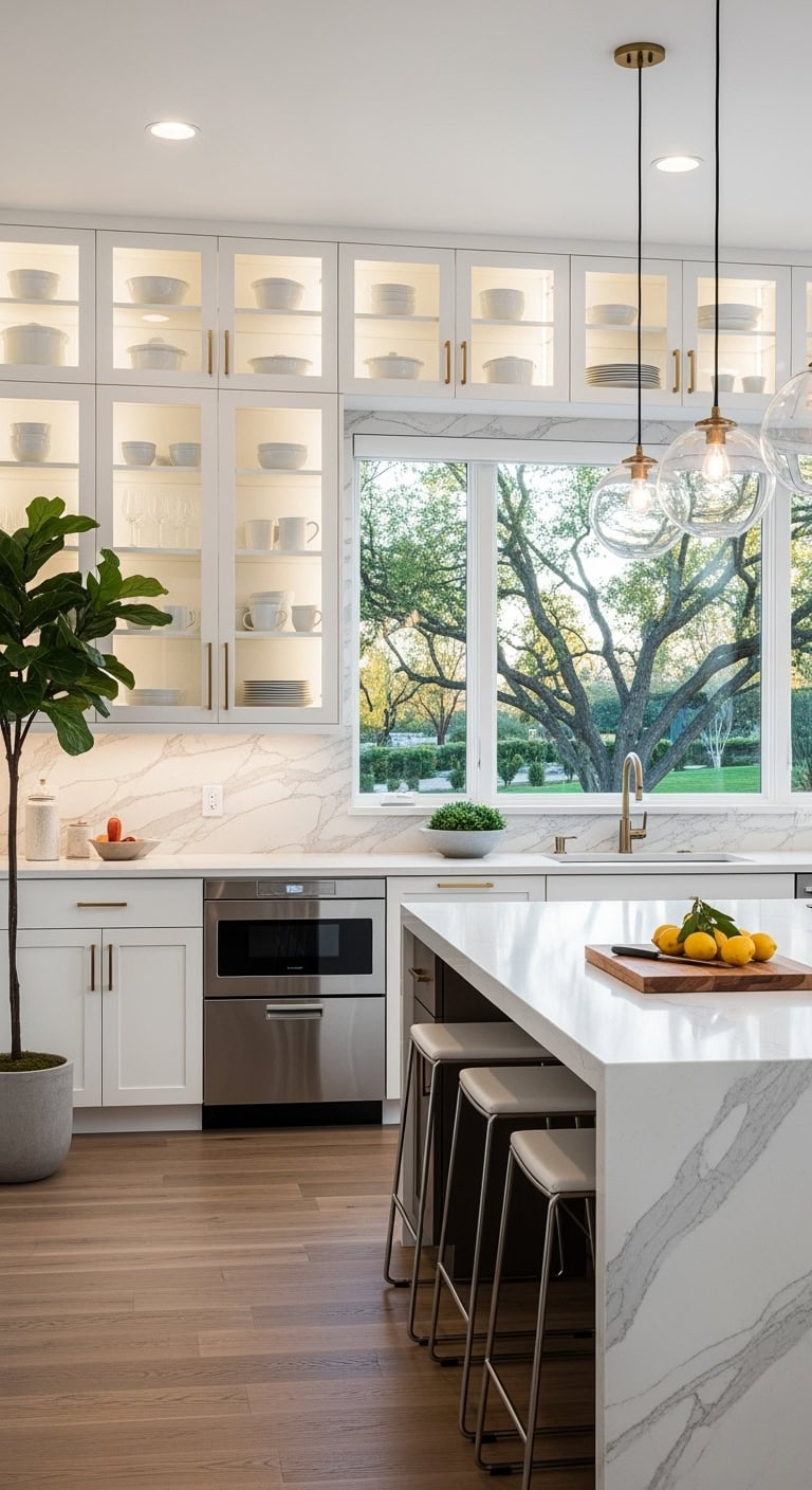 transparent ambient coordinated balanced glass cabinets