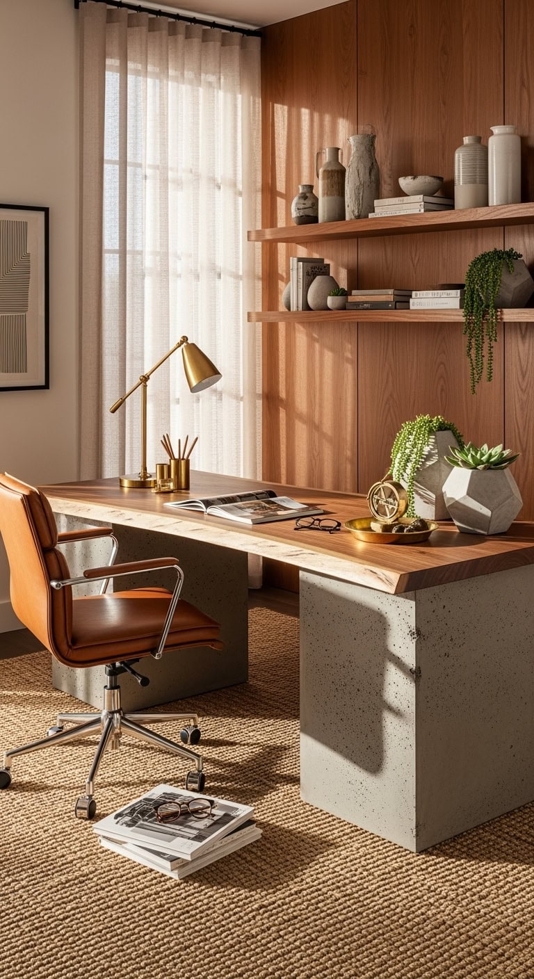 chic industrial concrete desk design