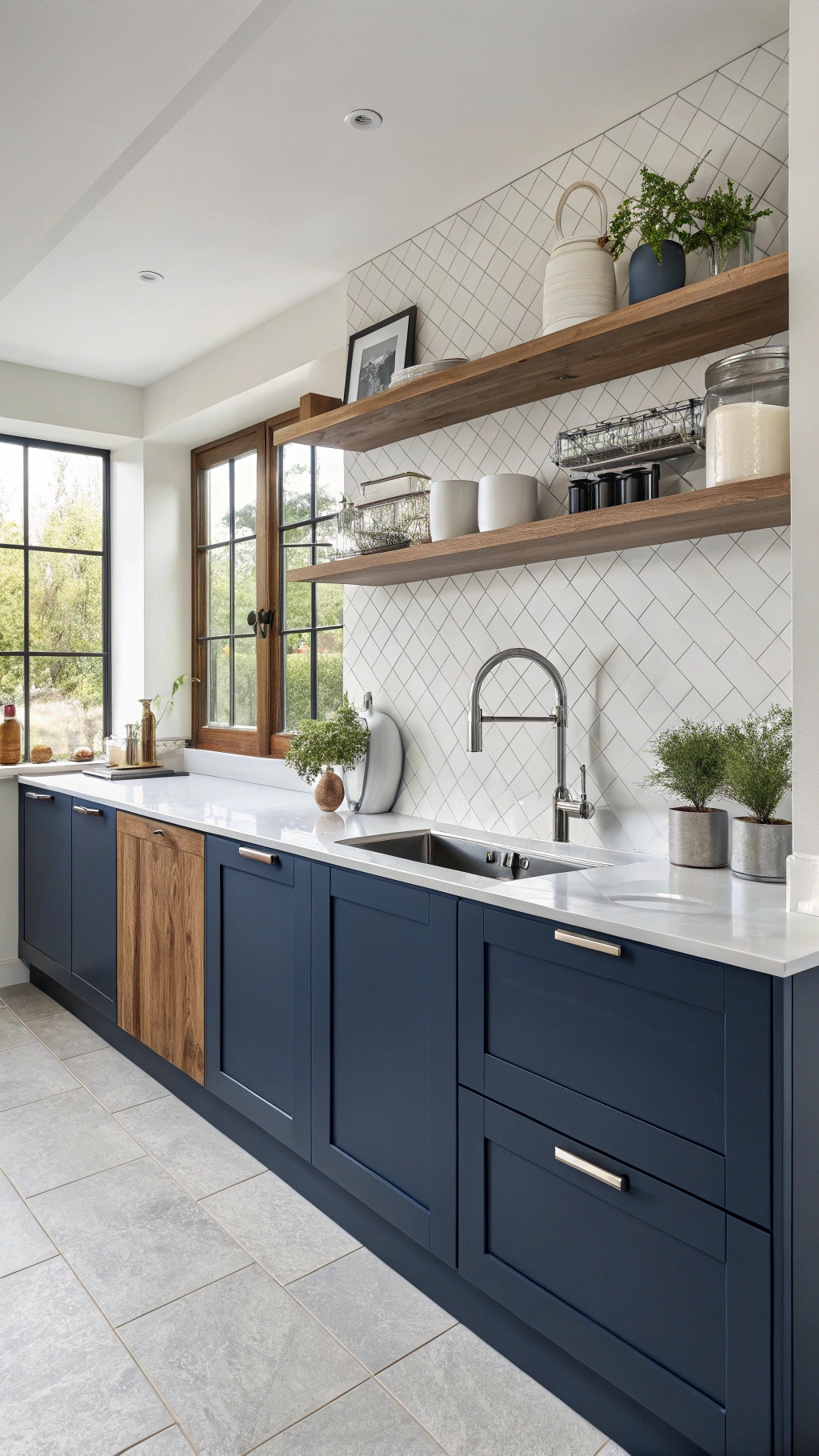 sleek modern navy slabs