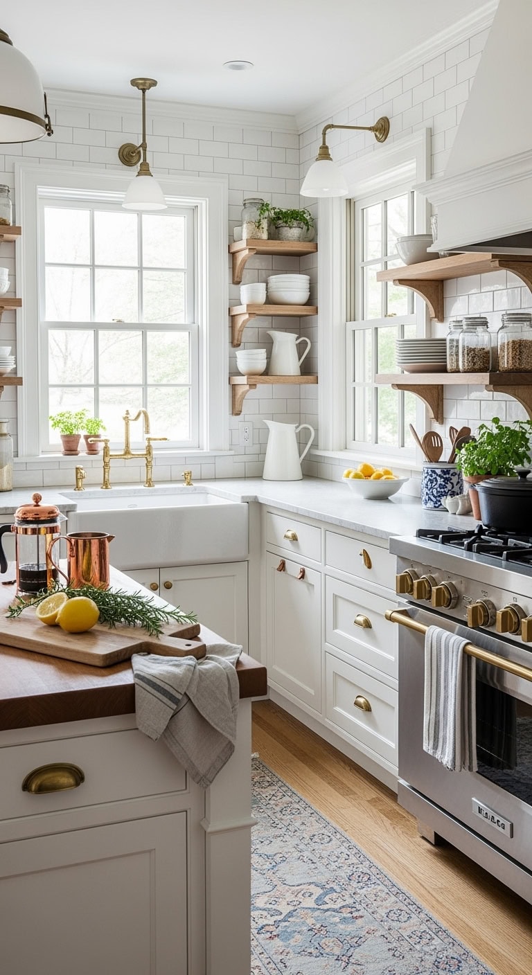 antique hardware beautifies cabinets