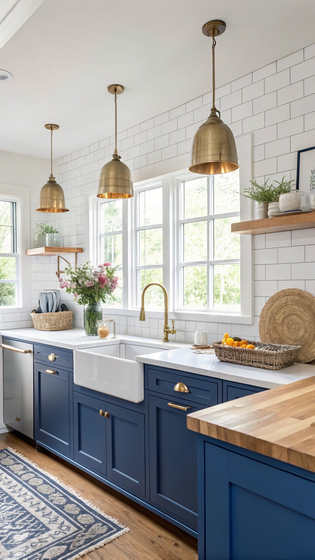 bold blue kitchen centerpiece