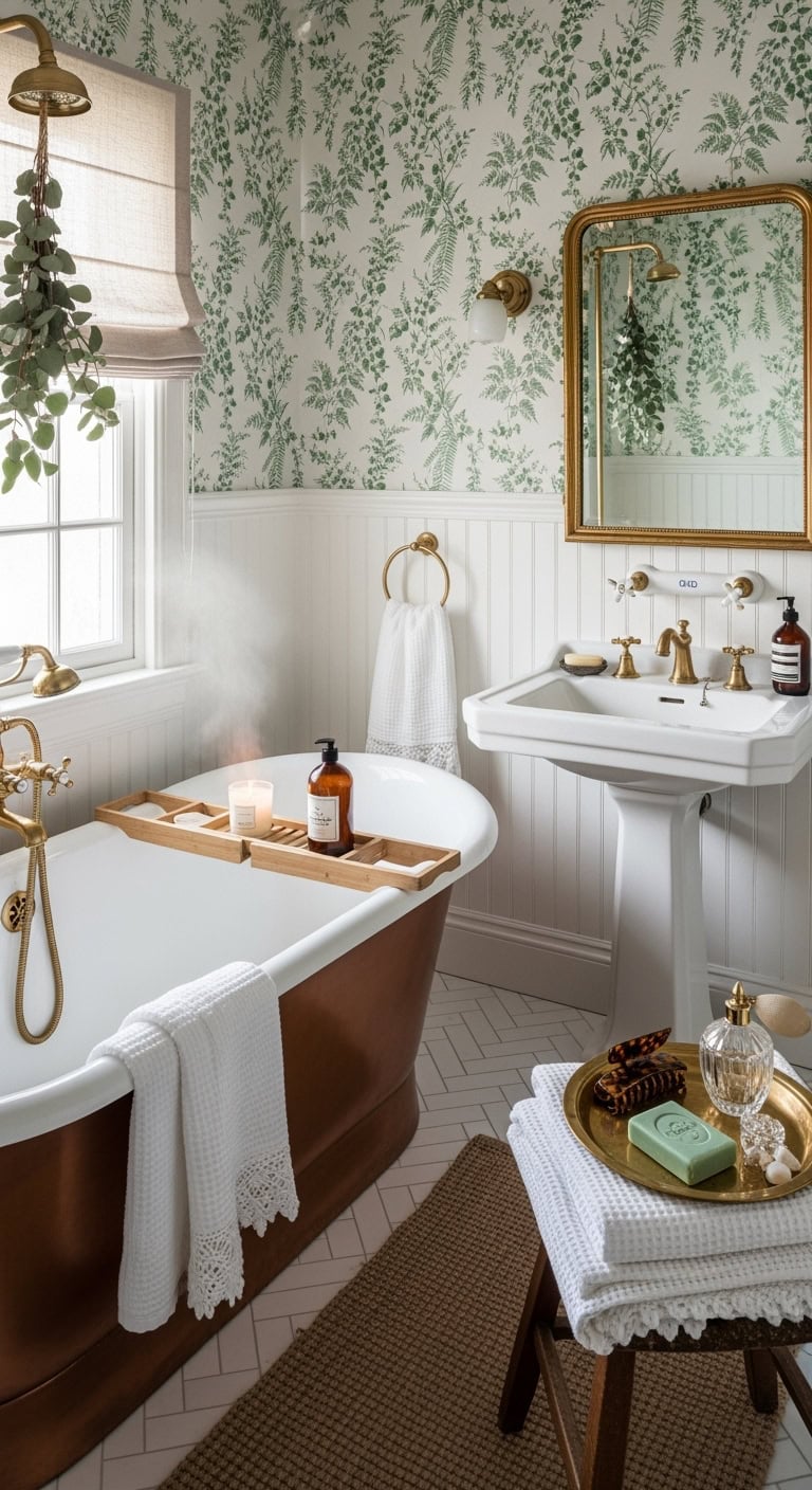elegant vintage celadon bathroom decor