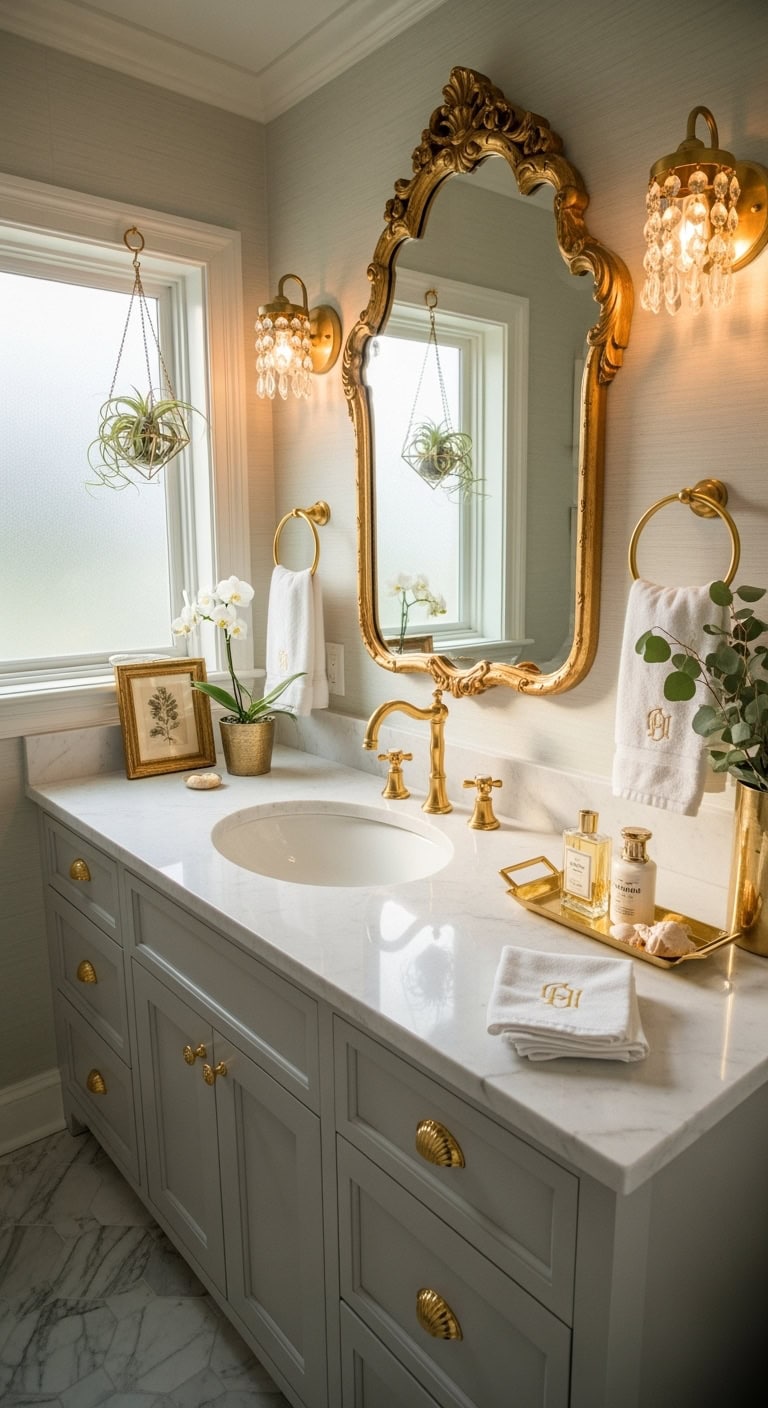 opulent powder room design statement