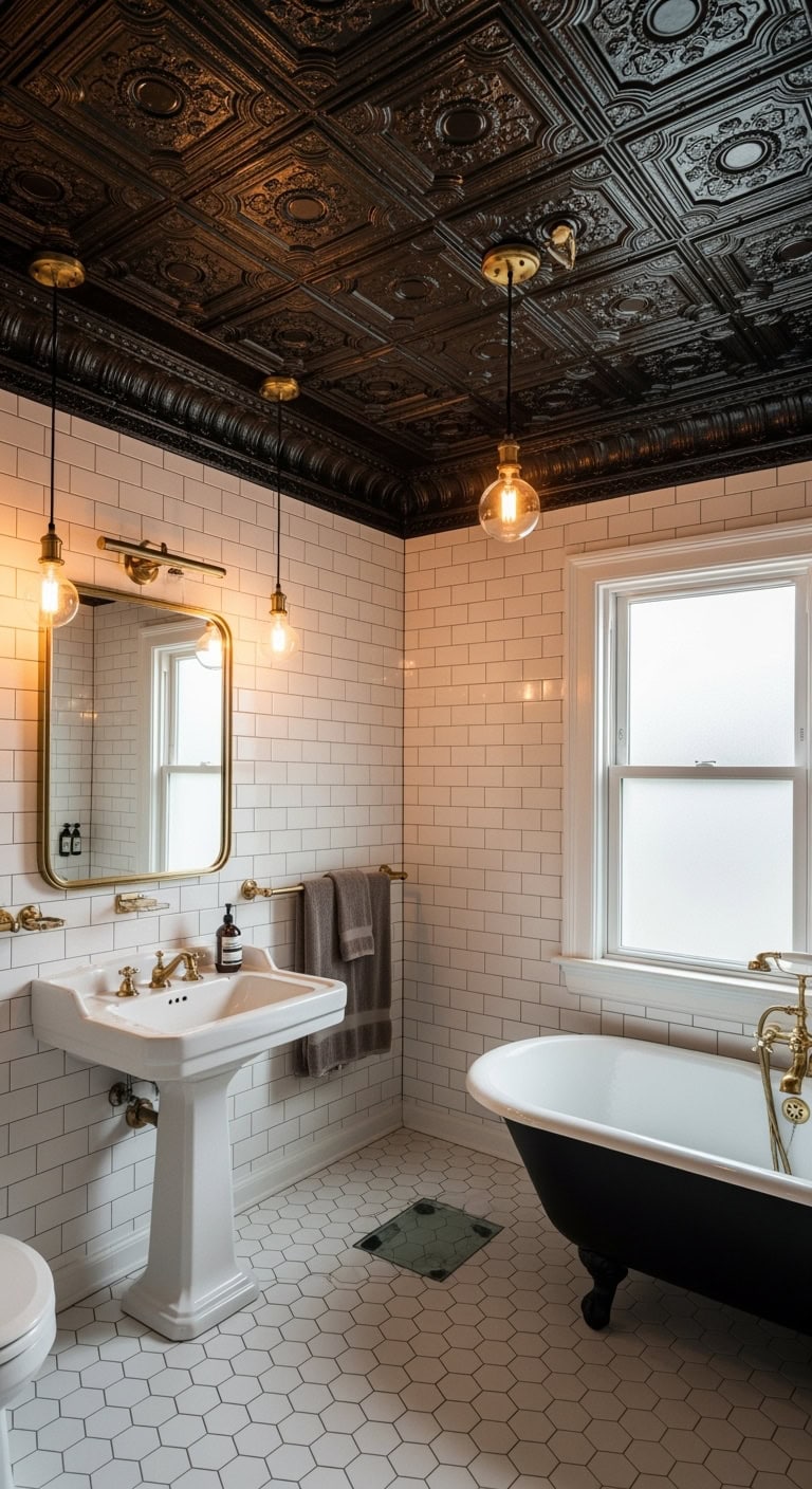 vintage black tin ceiling glam