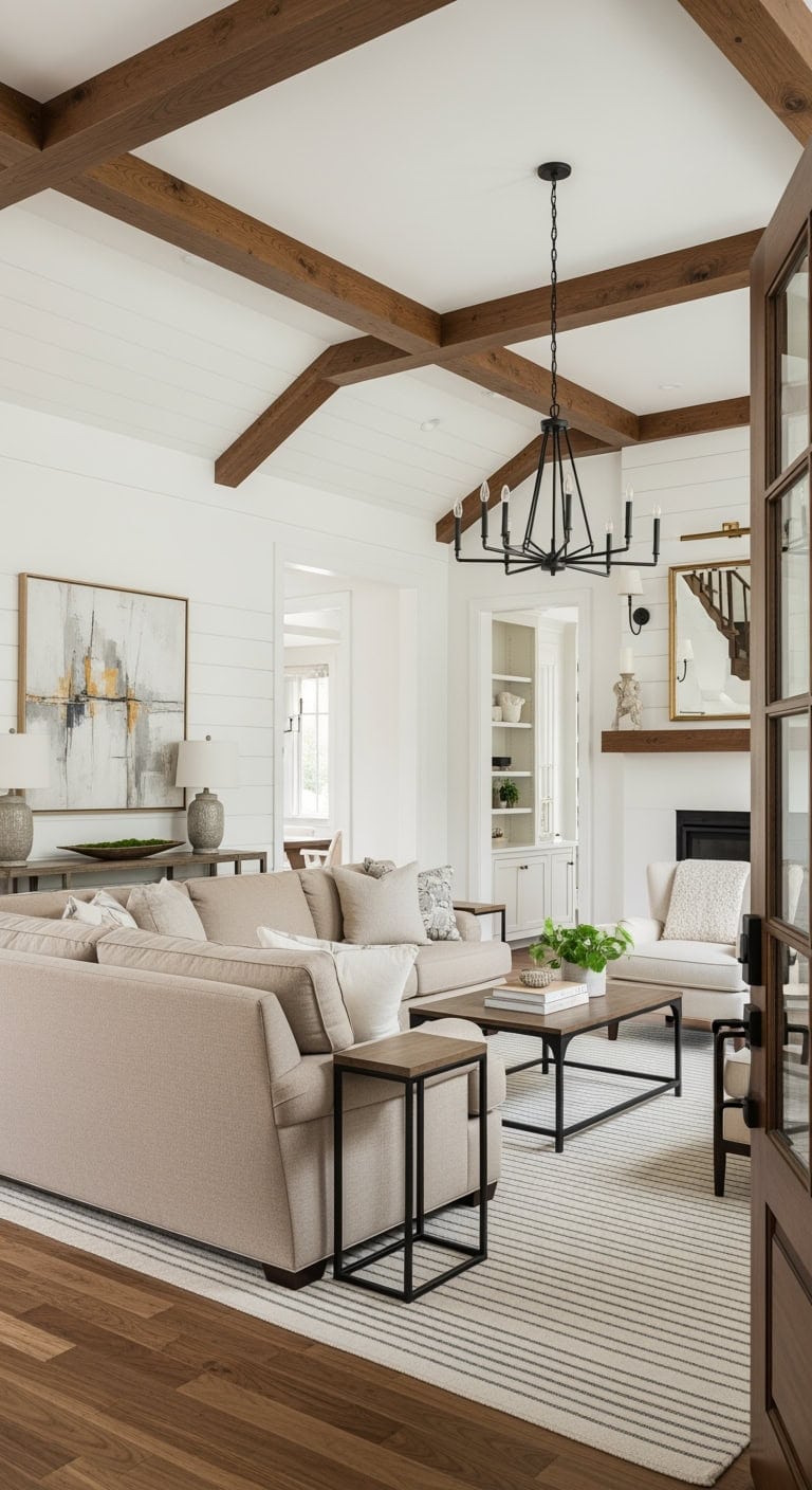 modern farmhouse with black accents