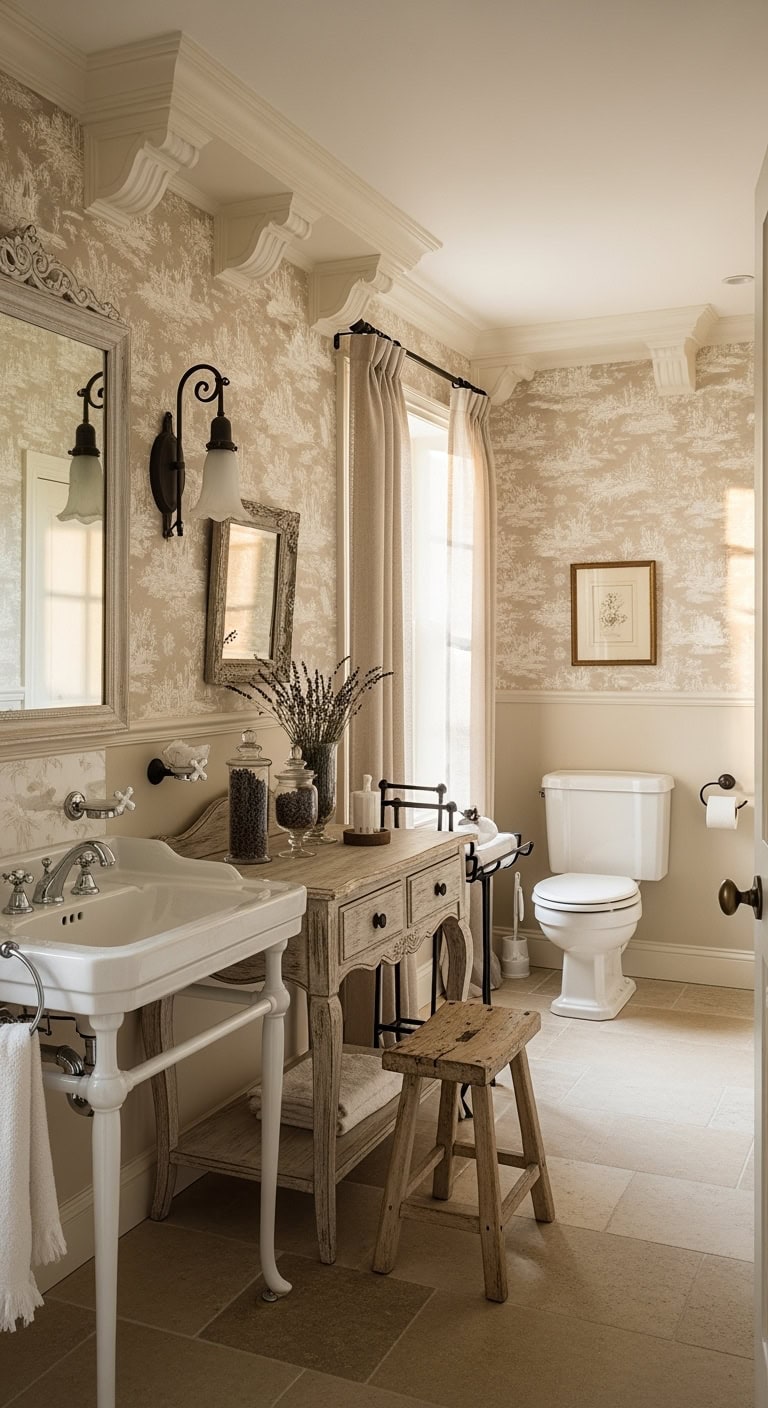 french provincial beige bathroom