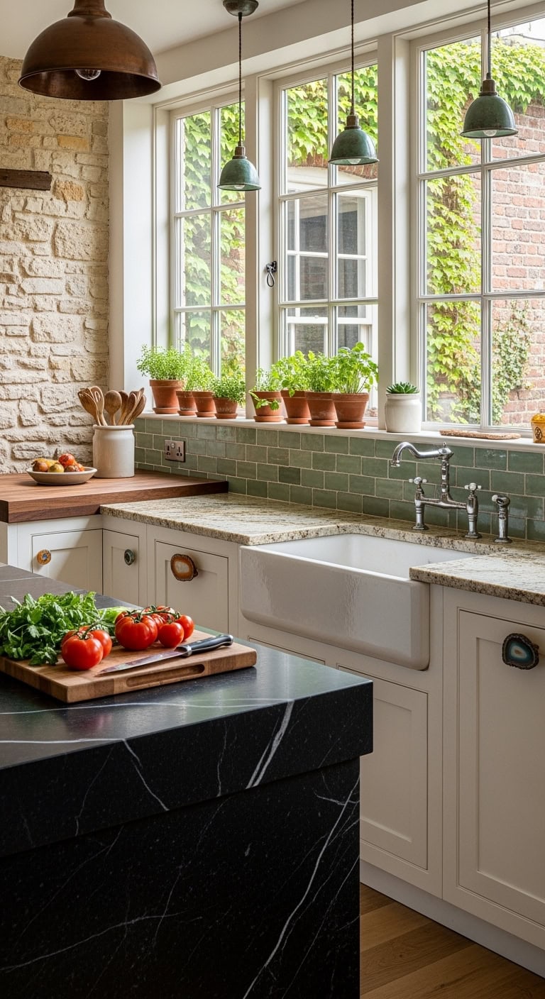 eclectic stone kitchen harmonious chaos