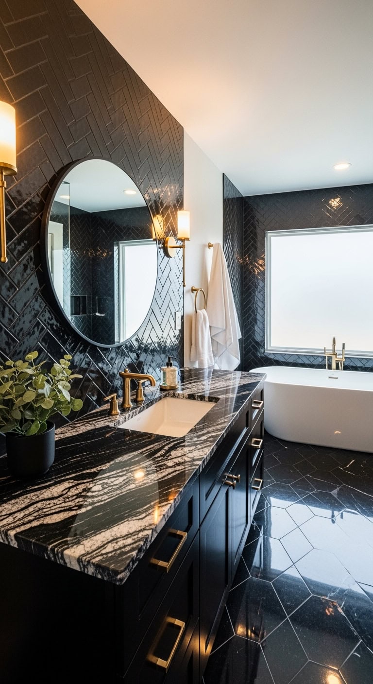 luxurious practical balanced black granite countertops