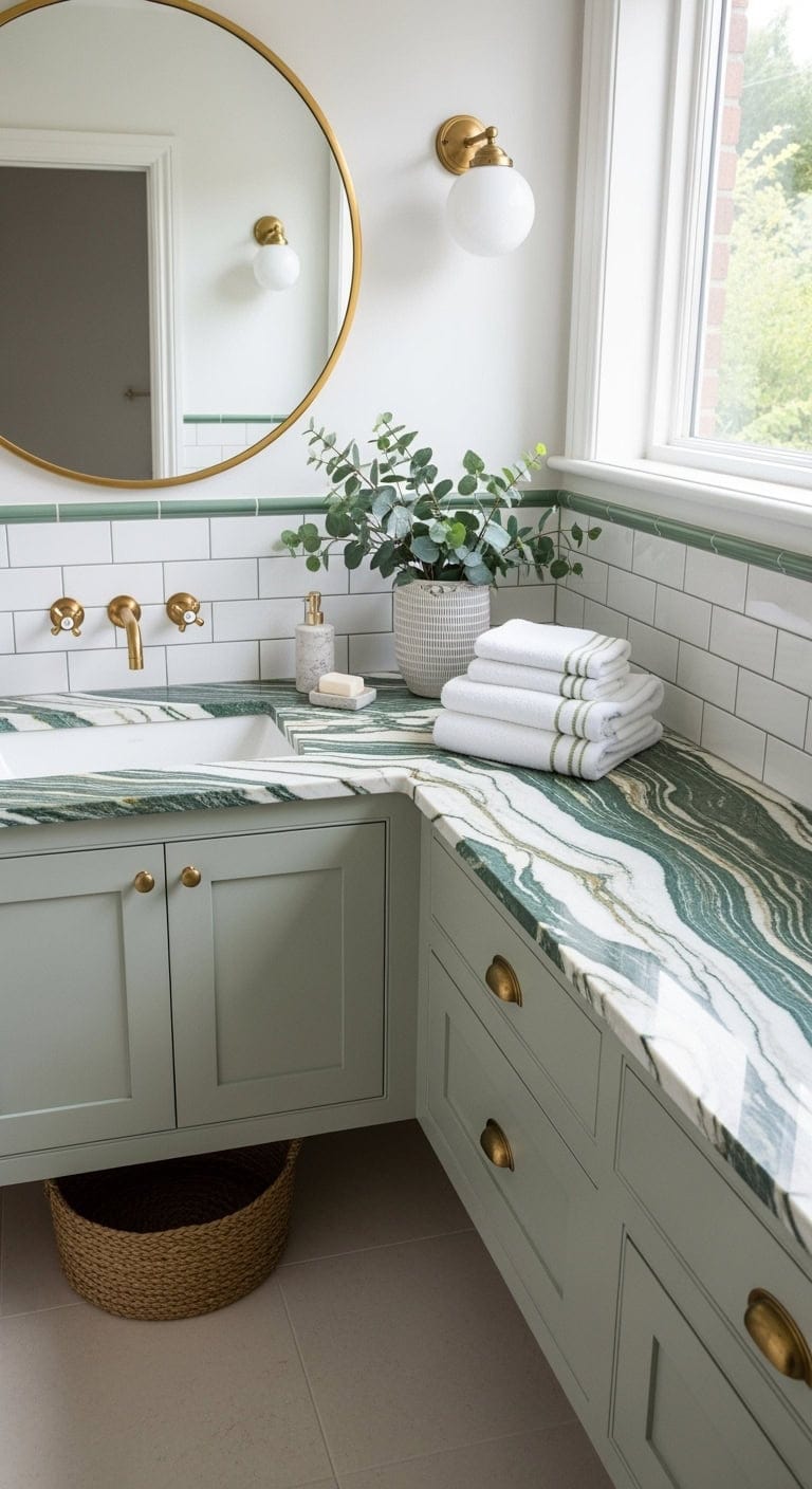 green marble spa bathroom