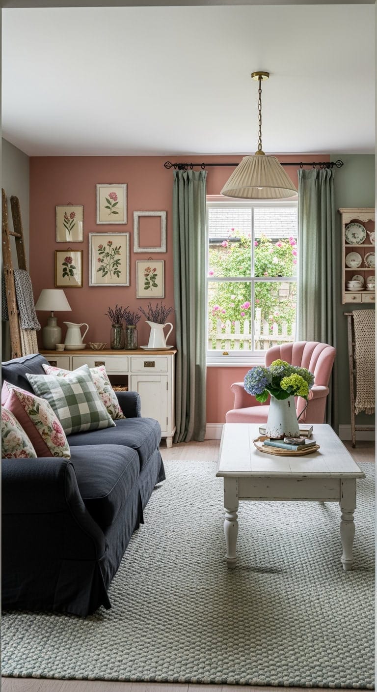 cottage core black sofa ensemble