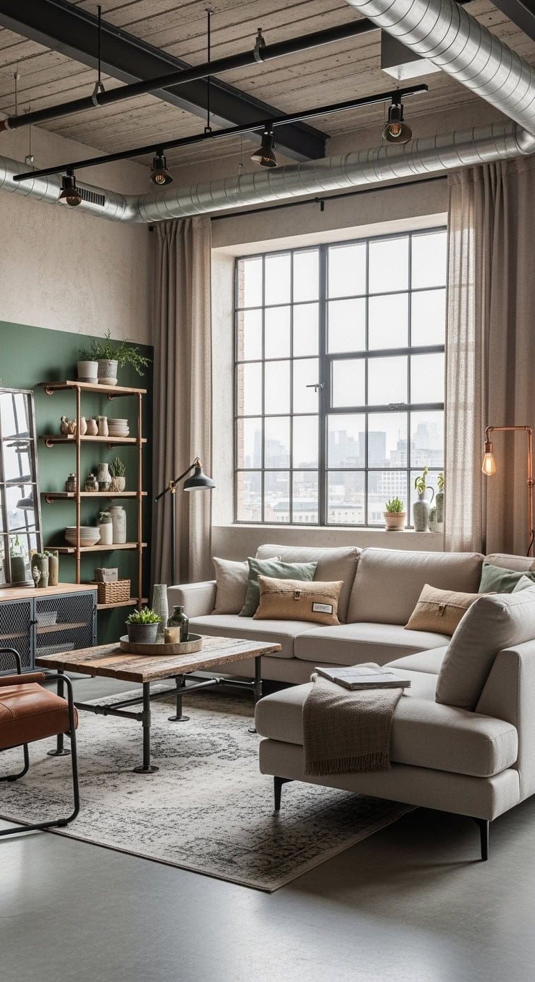 hunter green industrial loft